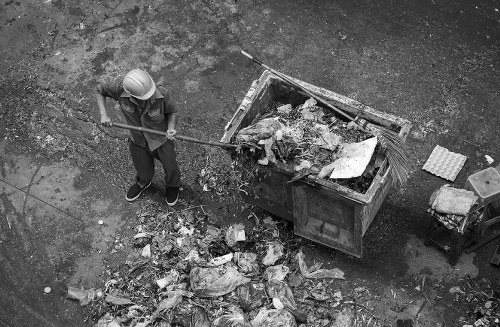 Construction site with waste removal service